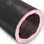 KP Insulated Flex Duct, 8"x25' Blk Vinyl R8 Bag